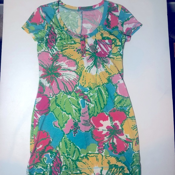 Lilly Pulitzer T-shirt dress Floral size Small multicolored 100% Pima cotton - Picture 1 of 7